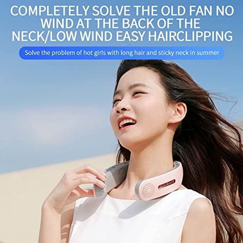 CICINOESI Neck fan rechargeable 4000mAh Bladeless 4 Turbo Fan lazy fan mini fan portable 9oz ultra light bladeless neck fan no hair clip 3 speeds portable Hand Free Strong neck fan Quiet Gifts (White)