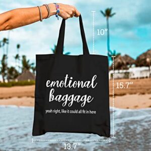 GXVUIS Emotional Baggage Canvas Tote Bag for Women Reusable Work Travel Grocery Shoulder Shopping Bags Girls Funny Gifts Black