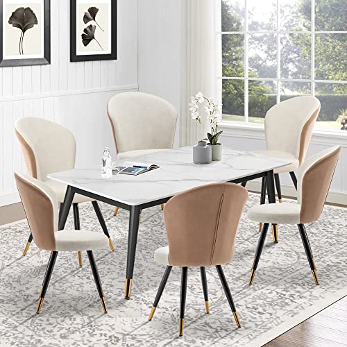 ALISH Dining Chairs, Modern Dining Chairs Set of 2, Uphosltered Dining Room Chairs Kitchen Chairs Desk Chairs Armless Side Chairs Beige