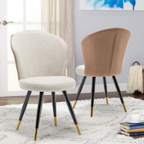 ALISH Dining Chairs, Modern Dining Chairs Set of 2, Uphosltered Dining Room Chairs Kitchen Chairs Desk Chairs Armless Side Chairs Beige