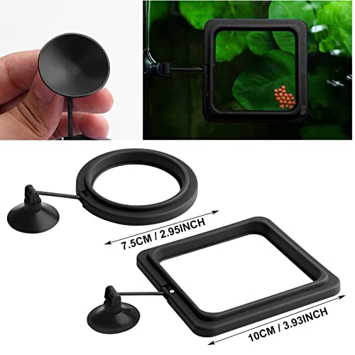 Cobee Fish Feeding Ring, 2 Pieces Aquarium Fish Feeder Fish Tank Food Feeder Circle Tank Accessories for Guppy Bettas Goldfish Turtle (Black)