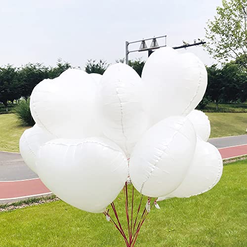 FVCENT Heart Foil Balloon | 30 Stück 18-inch Heart Helium Balloons Heart-shaped Foil Balloons Suitable for Birthday Wedding Bridal Valentine's Day Mother's Day Party (White)