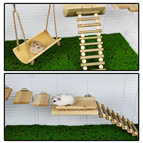 Hamster Guinea Pig Toys, Hamster Rat Gerbil Mice Cage Accessories Platform with Ladder, Hamster Climbing Toys Jumping Board Playground for Syrian Dwarf Hamsters and Small Animals