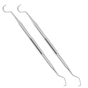 professional dental tarter scraper 100% stainless steel double-sided hook & angled pick wax & clay sculpting tool (2pack)