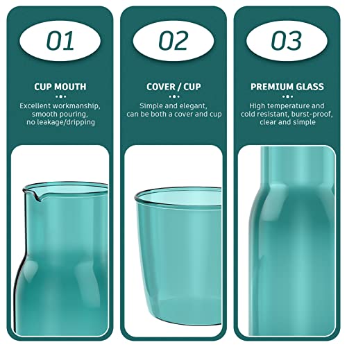 ABOOFAN Water Bottle Bedside Water Carafe with Tumbler Glass Bedside Night Water Carafe Set Pitcher Glass Water Cup Night Set 550ml for Midnight Drink Home Office Hotel