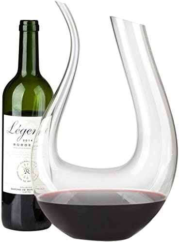 LOGFOY Wine Decanter, Hand Blown Wine Carafe, Lead-Free Aerating Glass,Classic Wine Breather Gift,Wine Accessories 1500ml