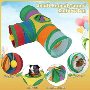 Rypet Guinea Pig Tunnel 3 Way Collapsible Small Pet Tunnels and Tubes with Interactive Ball for Baby Rabbit Ferret Hamster Chinchilla Hedgehog Hiding and Resting