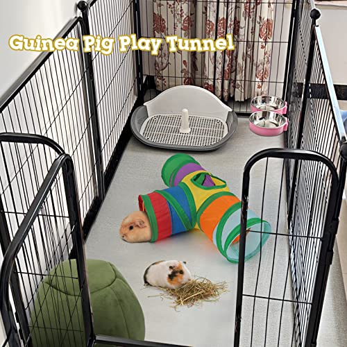 Rypet Guinea Pig Tunnel 3 Way Collapsible Small Pet Tunnels and Tubes with Interactive Ball for Baby Rabbit Ferret Hamster Chinchilla Hedgehog Hiding and Resting