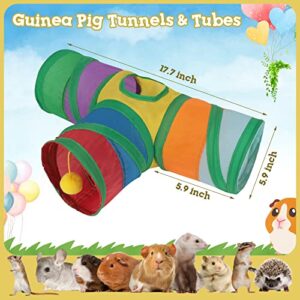 Rypet Guinea Pig Tunnel 3 Way Collapsible Small Pet Tunnels and Tubes with Interactive Ball for Baby Rabbit Ferret Hamster Chinchilla Hedgehog Hiding and Resting