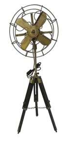 b a instruments antique brass pedestal fan with wooden tripod floor stand
