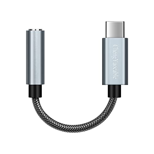 ChengYaocable USB C to 3.5mm Audio Adapter for S23 S22 S21 Ultra Z Flip Note 20, Pixel 6/5 (1 Pack, Grey)