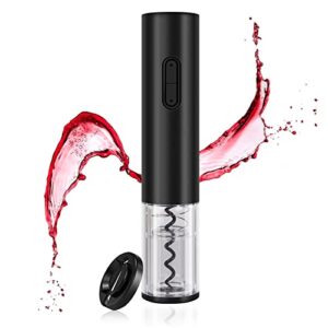 fyy electric wine opener, electric wine bottle openers with foil cutter, battery operated automatic electric wine opener for wine lovers gift home kitchen party bar wedding black