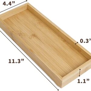 Bamboo Vanity Tray,Bamboo Tray for Bathroom,Small Tray for Dresser Counter, Toilet Tank Top Decorative Tray - Holds Small Items, Makeup Candle Perfume Ring Earring Soap Dispenser(Bamboo Tray 1 Piece)