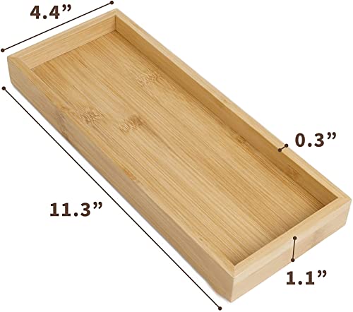 Bamboo Vanity Tray,Bamboo Tray for Bathroom,Small Tray for Dresser Counter, Toilet Tank Top Decorative Tray - Holds Small Items, Makeup Candle Perfume Ring Earring Soap Dispenser(Bamboo Tray 1 Piece)