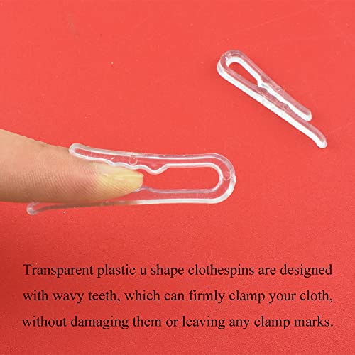 HAHIYO 2 inches/50mm 120Pcs Clear Plastic U Shape Alligator Clips Clothespins Garment Shirt Folding Clips with Teeth for Sewing Room Folding Board Sock Tie Pant Securing Fabric to Comic Book Board