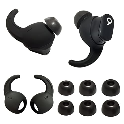 Luckvan Memory Foam Ear Tips for Beats Studio Buds Earhooks for Beats Earbuds Replacement Grip Cover for Beats Studio Buds Ear Tips fit in Charging Case, Black