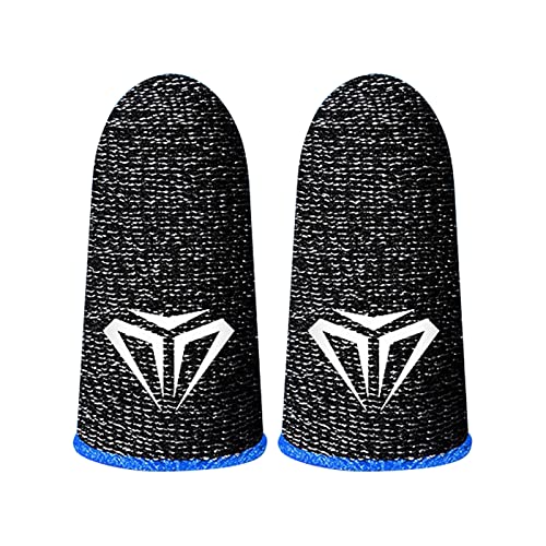 Gaweb Gaming Finger Covers Sweat Proof Breathable 0.98MM Thin Mobile Game Controller Fingertips Sleeves Thumb Gloves Blue A