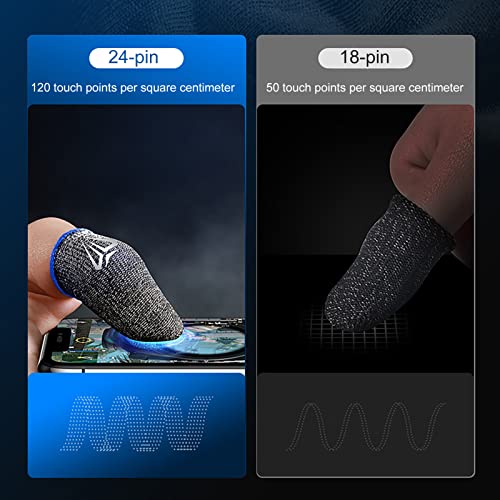 Gaweb Gaming Finger Covers Sweat Proof Breathable 0.98MM Thin Mobile Game Controller Fingertips Sleeves Thumb Gloves Blue A