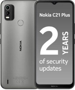nokia c21 plus dual-sim 32gb rom + 2gb ram (gsm only|no cdma) factory unlocked 4g/lte smartphone (warm gray) - international version