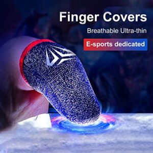 Gaweb Gaming Finger Covers Sweat Proof Breathable 0.98MM Thin Mobile Game Controller Fingertips Sleeves Thumb Gloves Blue A