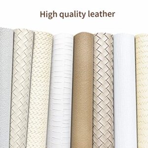 8Pcs /Set Beige Series Woven Texture Embossed Faux Leather Sheets 7.78 x 11.81 Inch Includes Weave Embossed Textured and Lattice Striped Fabrics, for Making Earrings, Handbag, Hair Bows and DIY Crafts