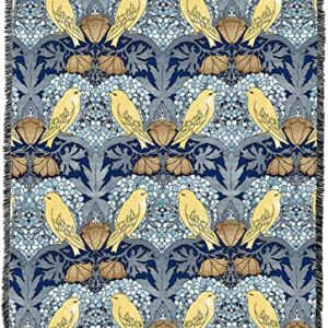 Pure Country Weavers C.F.A. Voysey Birds and Berries Blue Blanket XL - Arts & Crafts - Gift Tapestry Throw Woven from Cotton - Made in The USA (82x62)