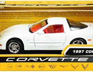 Motormax Toy 1997 Chevy Corvette C5 Coupe White with Red Interior History of Corvette Series 1/24 Diecast Model Car by Motormax 73210