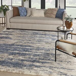 nourison luxurious shag modern & contemporary light blue grey 6'7" x 9'2" area -rug, easy -cleaning, non shedding, bed room, living room, dining room, kitchen (7x9)