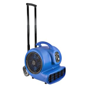 comfort zone czbc101t 1 hp stackable high-velocity carpet dryer with timer, auto shut-off, telescopic handle, and wheels, blue