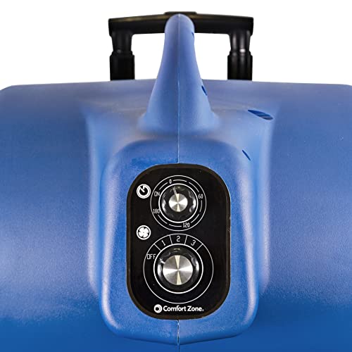 Comfort Zone CZBC101T 1 HP Stackable High-Velocity Carpet Dryer with Timer, Auto Shut-Off, Telescopic Handle, and Wheels, Blue