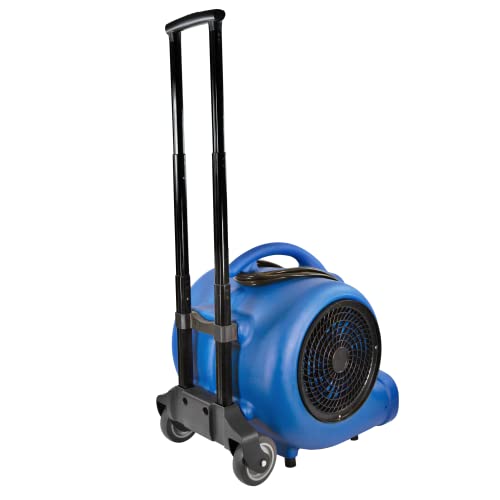 Comfort Zone CZBC101T 1 HP Stackable High-Velocity Carpet Dryer with Timer, Auto Shut-Off, Telescopic Handle, and Wheels, Blue