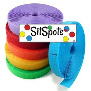 sitspots® 6 rolls, multi color strips pack, 25'/roll approx. 1" wide - carpet floor roll markers, roll strip pack carpet spots for classroom | the original sit spots for your classroom carpet seating