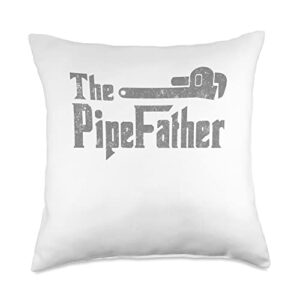 the pipe father, anyone working with pipes the pipe father, every plumber needs this shirt throw pillow, 18x18, multicolor