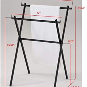 KB Designs - Modern 2 Tier Metal Freestanding Bathroom Towel Rack Stand, Black