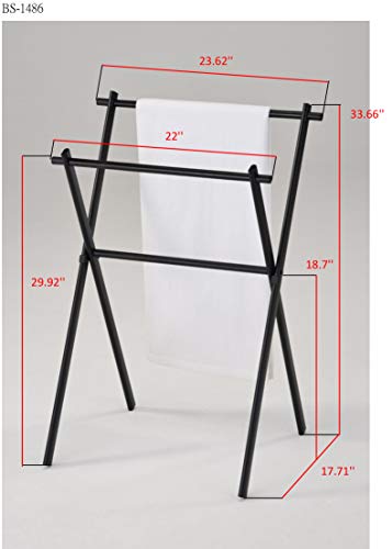 KB Designs - Modern 2 Tier Metal Freestanding Bathroom Towel Rack Stand, Black