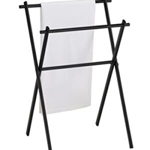 KB Designs - Modern 2 Tier Metal Freestanding Bathroom Towel Rack Stand, Black