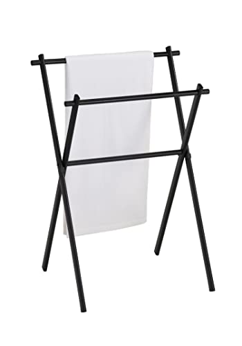 KB Designs - Modern 2 Tier Metal Freestanding Bathroom Towel Rack Stand, Black