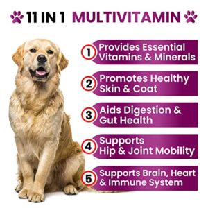 Dog Multivitamin Chewable with Glucosamine - Dog Vitamins and Supplements, Senior & Puppy Multivitamin for Dogs - Pet Chondroitin Hip and Joint Support Health, Immune Booster, Skin, Heart, Probiotics