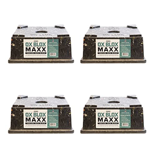 OX BLOX MAXX (4-Pack), RV Jack Block for 9" Round Feet | 5th Wheel Camper Blocks for Stabilizers and Tongue Jack | 9" and Smaller Jack feet nest securely Within ridges | 4 Blocks