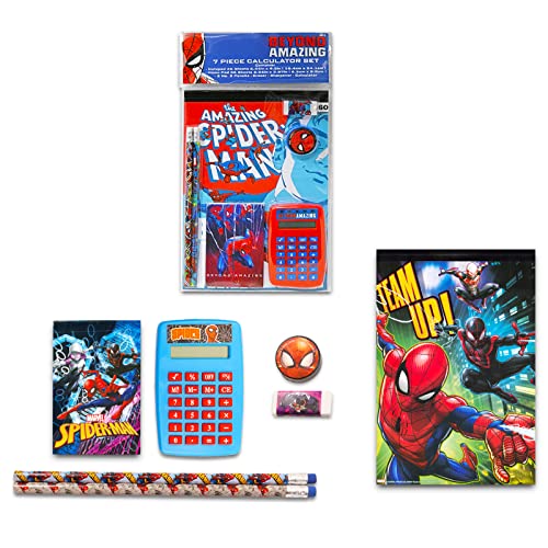 Marvel Spiderman Backpack for Kids, Toddlers - Bundle with Spiderman 16 Inch Backpack Plus Spiderman Lunch Box, Stationery Supplies, Water Bottle, Stickers, and More (Marvel School Supplies Set)