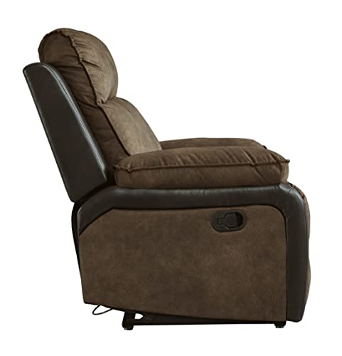 Signature Design by Ashley Woodsway Traditional Pull Tab Reclining Loveseat, Brown