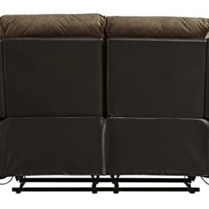 Signature Design by Ashley Woodsway Traditional Pull Tab Reclining Loveseat, Brown