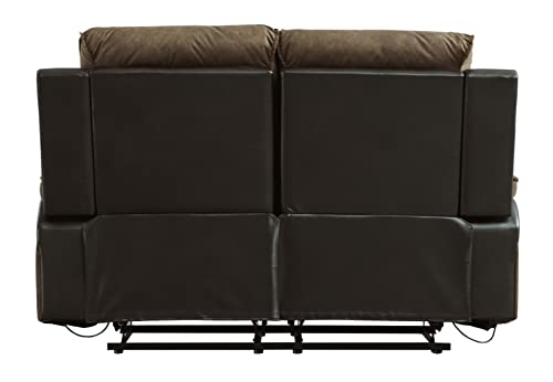 Signature Design by Ashley Woodsway Traditional Pull Tab Reclining Loveseat, Brown