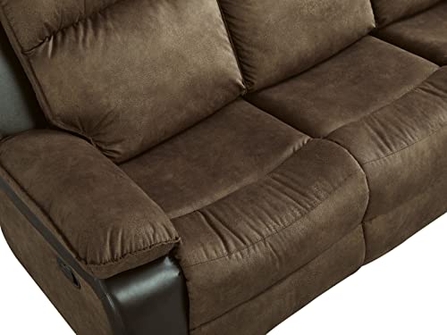 Signature Design by Ashley Woodsway Traditional Pull Tab Reclining Loveseat, Brown