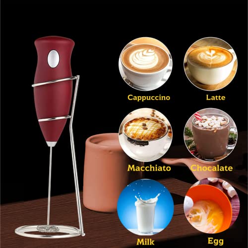 Neoikos Milk Frother Handheld Foam Maker for Cappuccino, Frappe, Matcha. Lattes, Whisk Drink Mixer for Coffee... (brown)