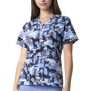 carhartt womens carhartt women's retriever run v-neck print top medical scrubs shirt, retriever run, medium us
