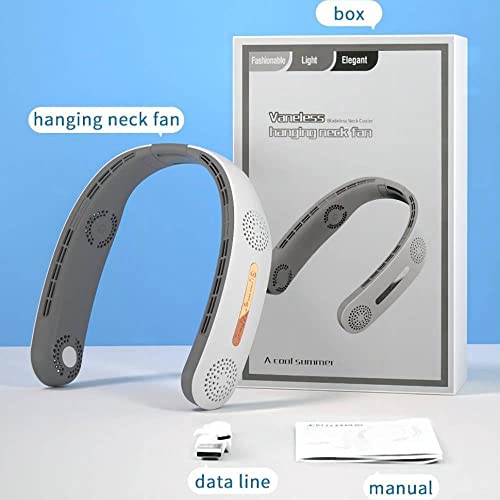 CICINOESI Neck fans portable rechargeable 4000mAh portable neck fan Bladeless 4 Turbo 9oz ultra light 360° Surround Wind 3 speeds bladeless neck fan Gifts Outdoor Sports construction worker Black (White)