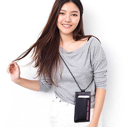 Sunwel Fashion Zipper Wallet with Lanyard Passport Pouch Phone Holder Coin Purse Mini Crossbody for Women Girls(BLACK)