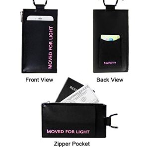 Sunwel Fashion Zipper Wallet with Lanyard Passport Pouch Phone Holder Coin Purse Mini Crossbody for Women Girls(BLACK)