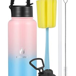 Insulated Water Bottle with Straw Lid, 32oz Vacuum Stainless Steel Insulated Sports Water Bottle, Double Wall BPA Free Sweat-Proof Thermos to Beverages Perfectly Keep Cold or Hot